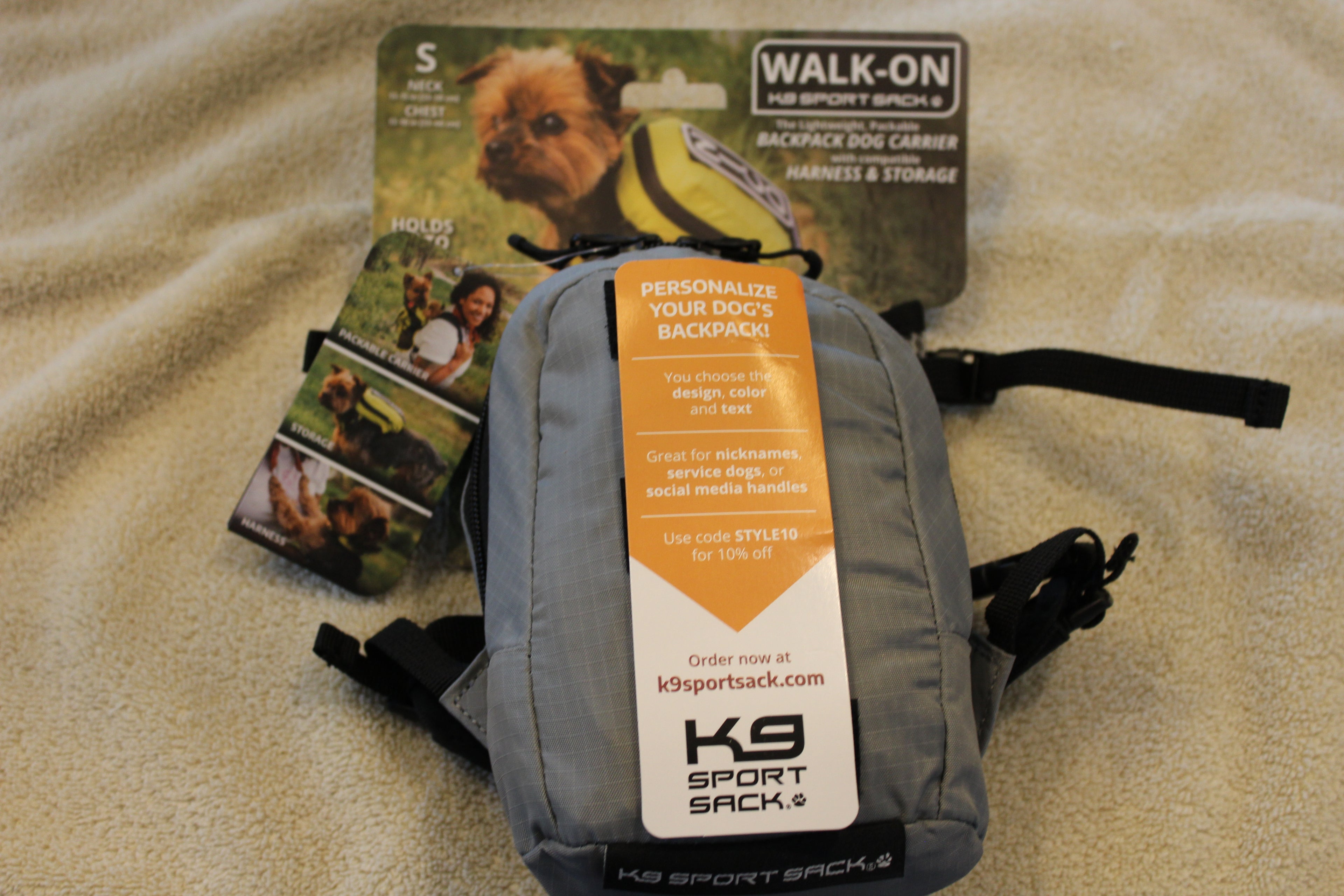 K9 Sport Sack Walk-On Dog Carrier with Harness and Storage (Small/Gray)