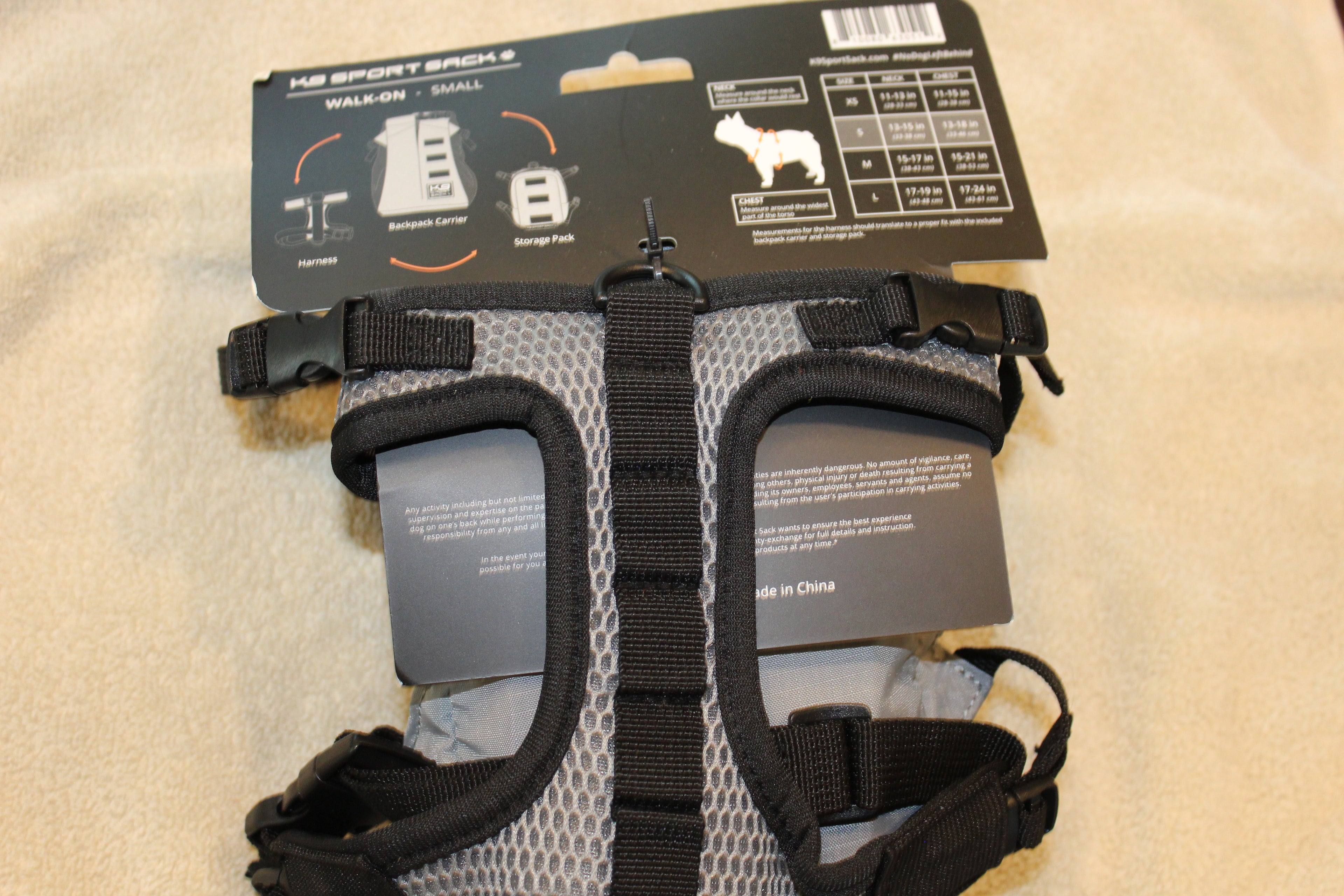 K9 Sport Sack Walk-On Dog Carrier with Harness and Storage (Small/Gray)