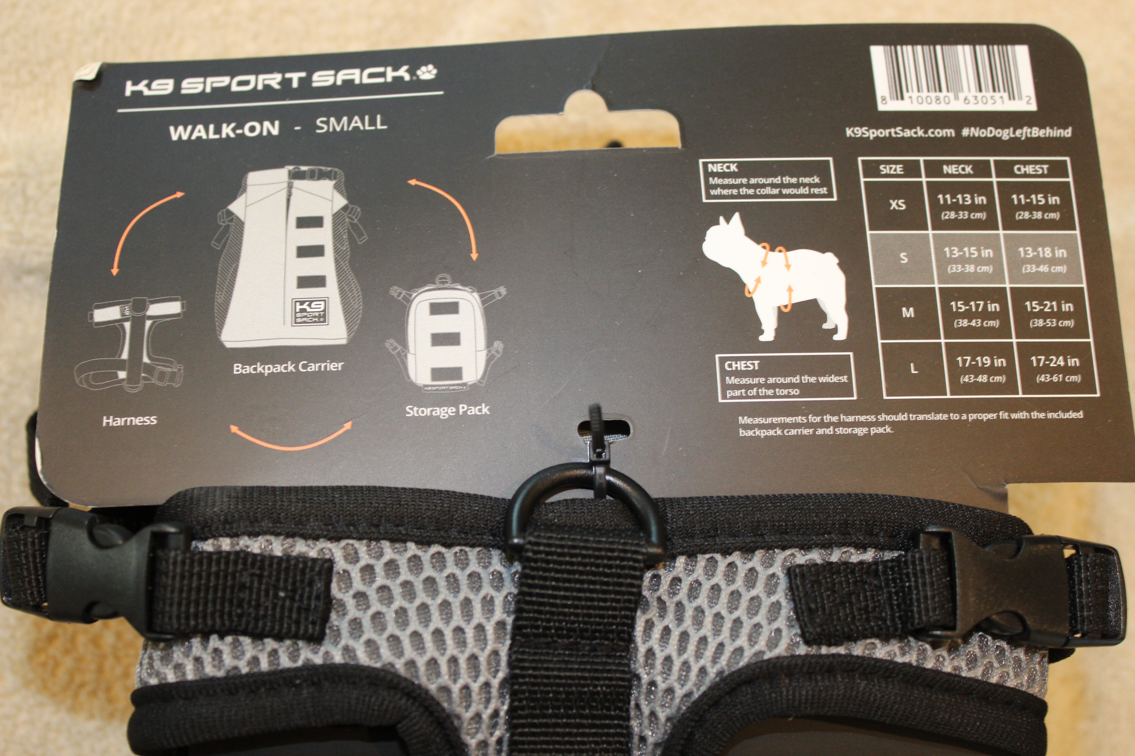 K9 Sport Sack Walk-On Dog Carrier with Harness and Storage (Small/Gray)